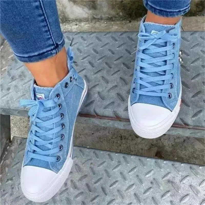 Women-New-Denim-Flat-heel-Round-Toe-Lace-up-Skull-Metal-Decoration-High-top-Comfortable-Fashion-1