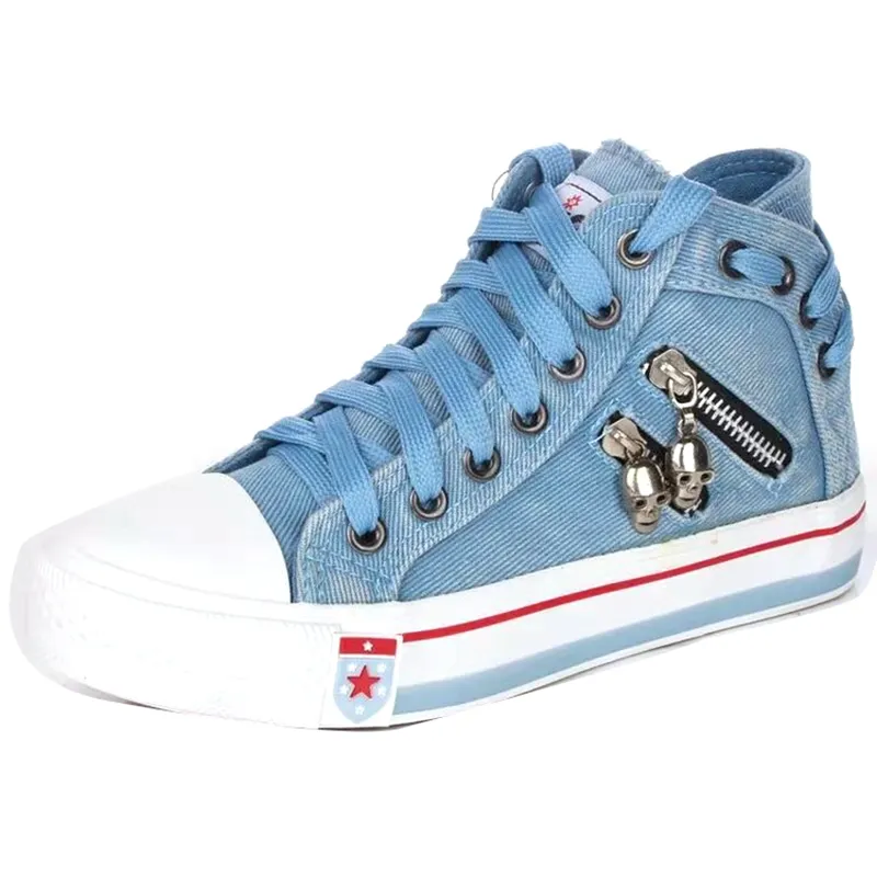 Women-New-Denim-Flat-heel-Round-Toe-Lace-up-Skull-Metal-Decoration-High-top-Comfortable-Fashion-5